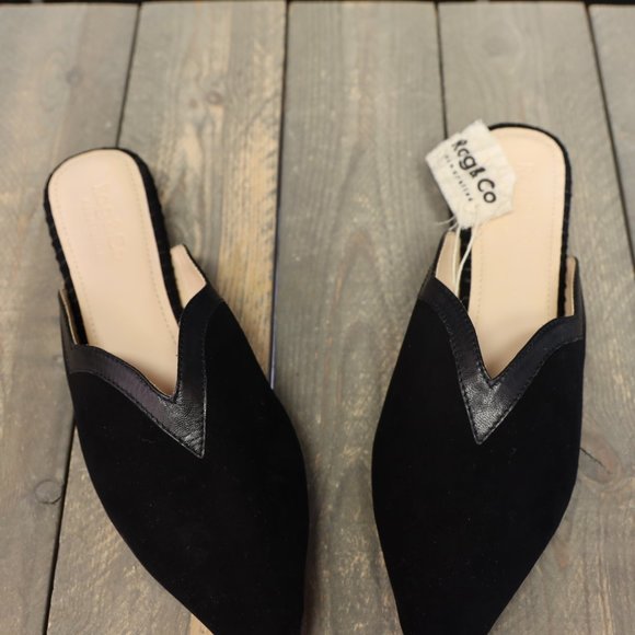 Rag & Co Orla Black Classic Suede Walking Mule Working Flats Casual Sandals - Picture 5 of 7